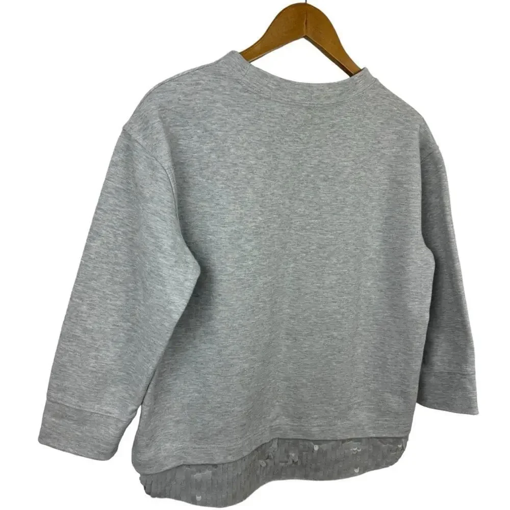 J.Crew Heather Gray Sequin Trim Boxy Fit Sweatshirt Size Small B7027